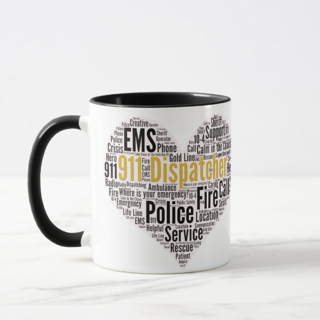 911 Dispatcher Word Cloud Mug (Left)