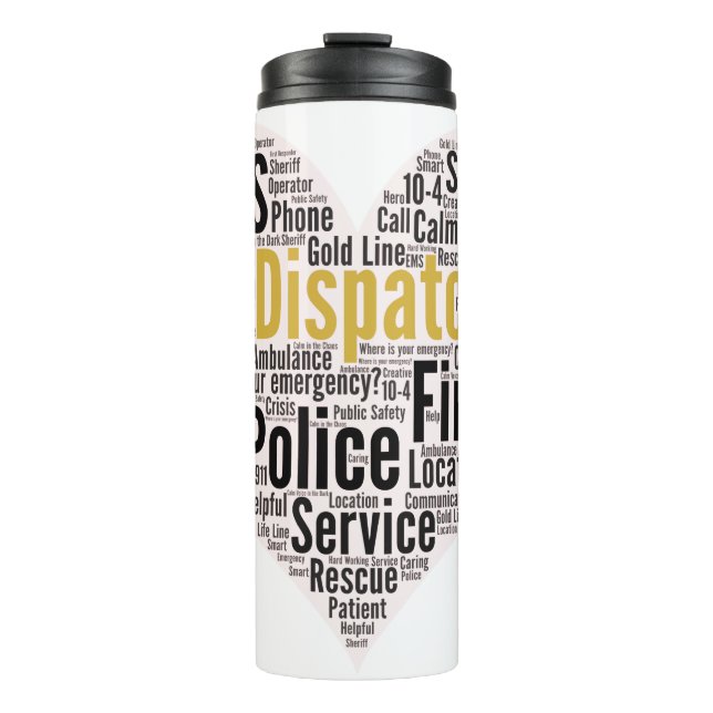 911 Dispatcher Word Cloud Thermal Tumbler (Front)