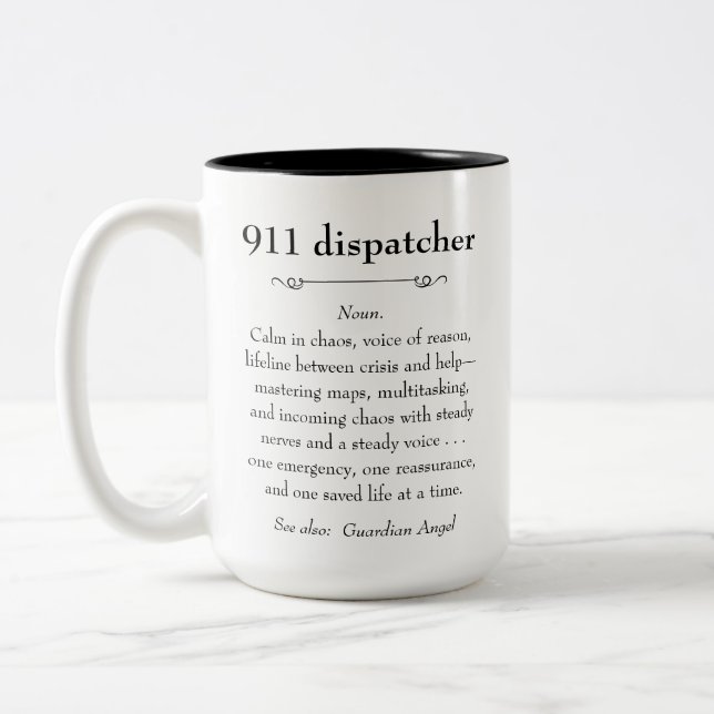 911 Emergency Dispatcher Appreciation Gift Two-Tone Coffee Mug (Left)