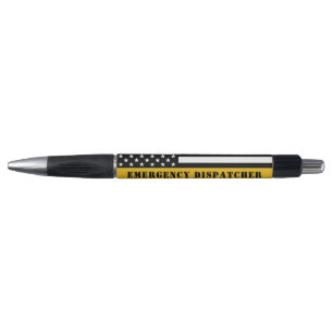 911 Emergency Dispatcher USA Flag Thin Gold Line Pen