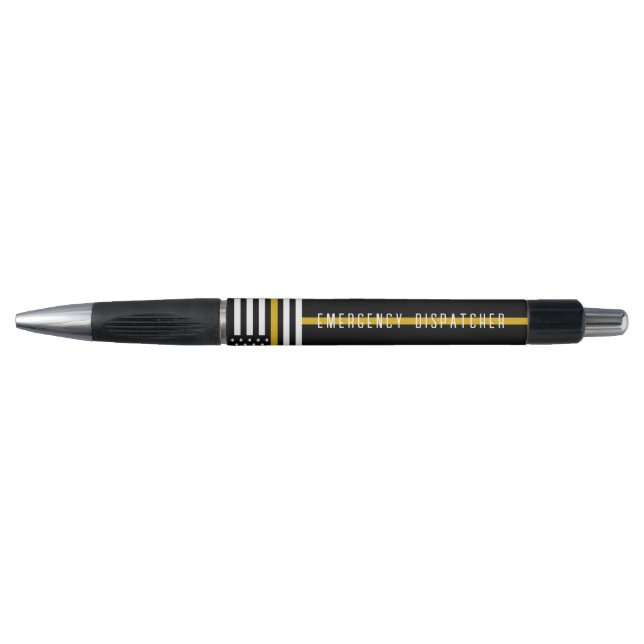 911 Emergency Dispatcher USA Flag Thin Gold Line Pen (Front)