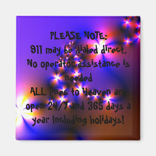 911 EMERGENCY Inspirational Christian Quote Art Magnet