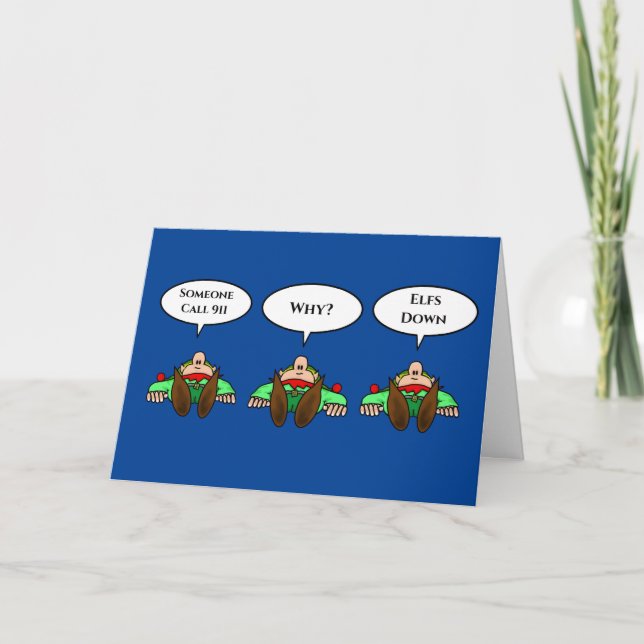 911 Exhausted Elves Christmas Card (Front)