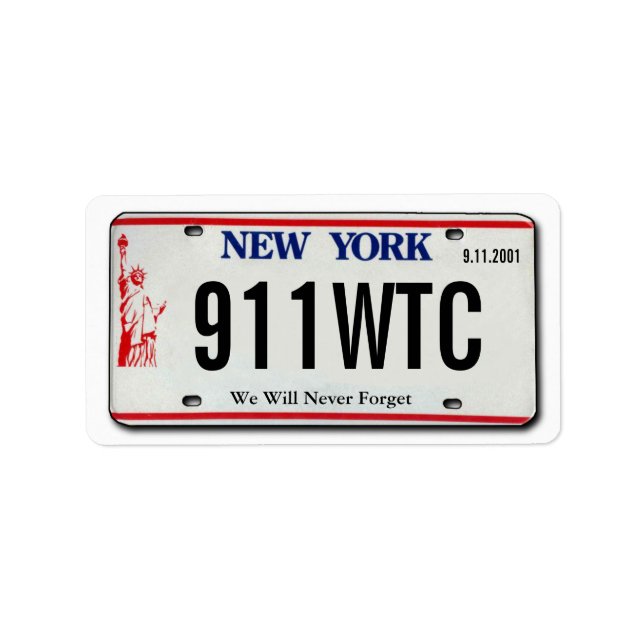 911 Memorial NY Étiquette de plaque de licence (Devant)
