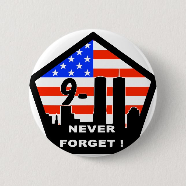 911 never forget 2 inch round button (Front)
