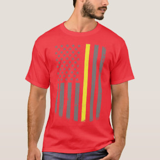 911 Operator US Flag Thin Gold Line Emergency Disp T-Shirt