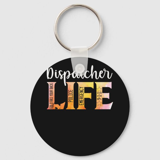 911 Police Emergency Dispatcher Life Gold Keychain (Front)