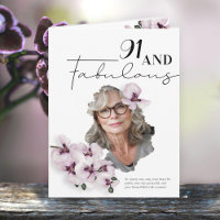 91 & Fabulous Orchid Photo Birthday Greeting Card
