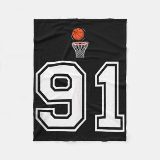 91 Number Basketball Style Vintage White Tank Top Fleece Blanket