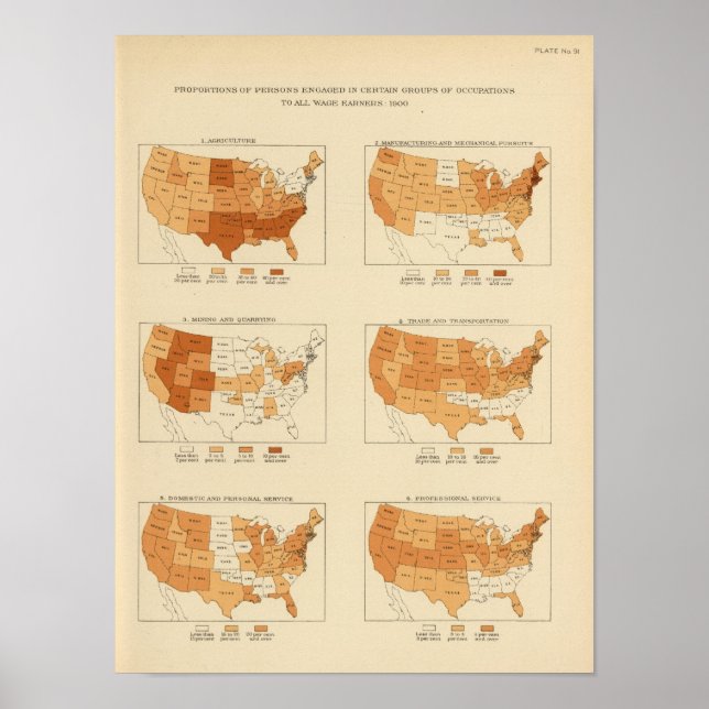 91 Proportions in occupations 1900 Poster (Front)