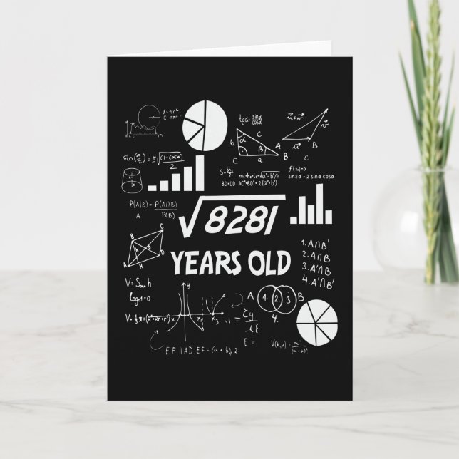 91 Years Old Bday Math Teacher 91th Birthday Gift Card (Front)
