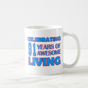 91 years old birthday designs coffee mug