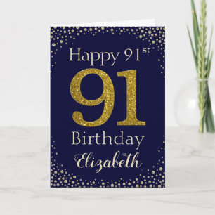 91e anniversaire Carte d'Parties scintillant d'or