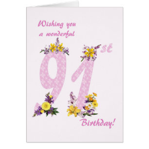 91e anniversaire Fleur Nombre décoré