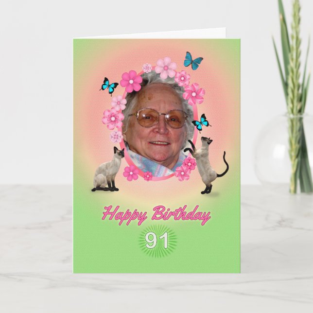 91ème carte photo avec chats et papillons, (Devant)