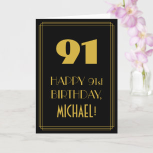 91st Birthday – Art Deco Inspired Look "91" & Name Card