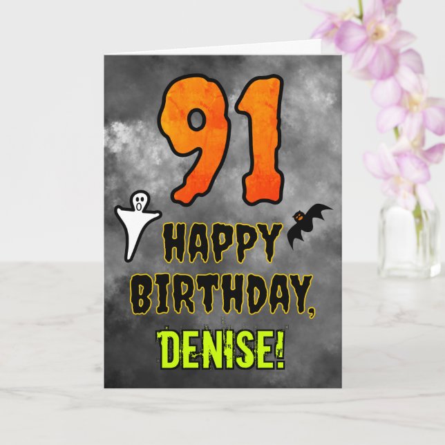 91st Birthday: Eerie Halloween Theme + Custom Name Card (Orchid)