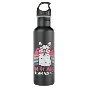 91st Birthday Llamazing Llama 91 Year Old Birthday 710 Ml Water Bottle