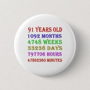 91st Birthday Milestones 2 Inch Round Button