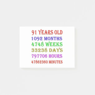 91st Birthday Milestones Post-it Notes