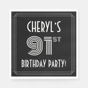 91st Birthday Party: Art Deco Style + Custom Name Napkin
