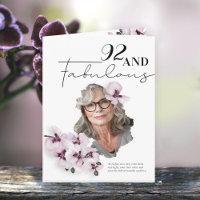 92 & Fabulous Orchid Photo Birthday Greeting Card