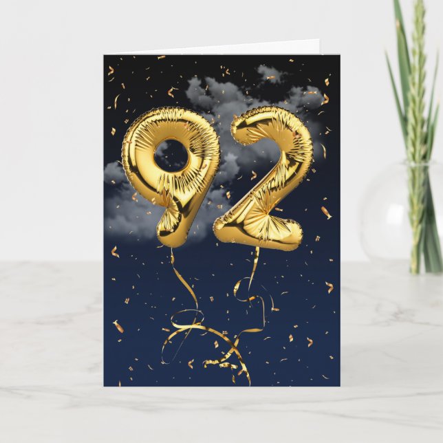 92e Anniversaire Gold Mylar Balloon et carte Confe (Devant)