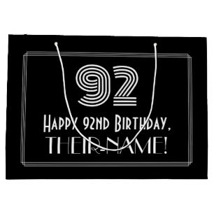 92nd Birthday — Art Deco Inspired Look "92" & Na Large Gift Bag