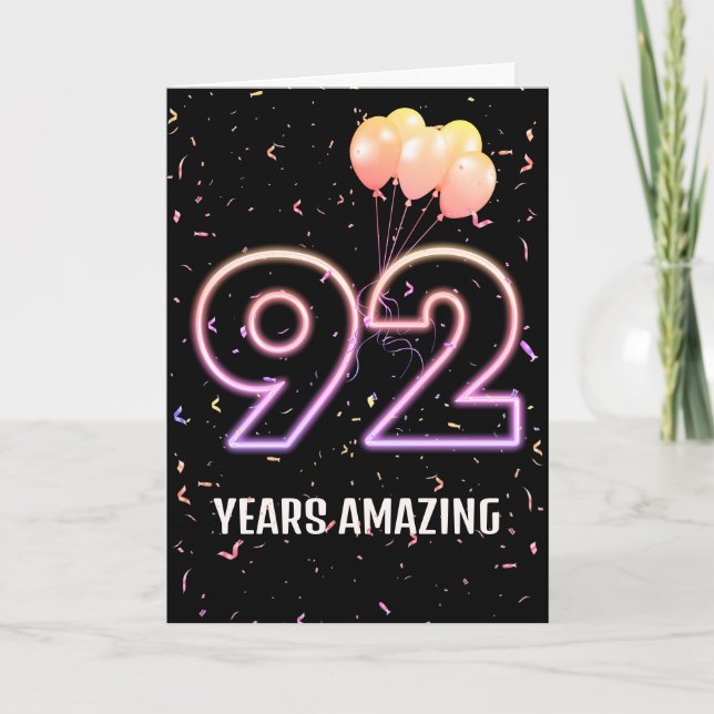 92nd Birthday Balloons and Confetti Card (Front)