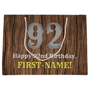 92nd Birthday: Country Western Inspired Look, Name Large Gift Bag
