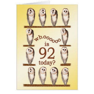 92nd birthday, Curious owls card.