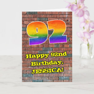 92nd Birthday: Fun Graffiti-Inspired Rainbow 92 Card