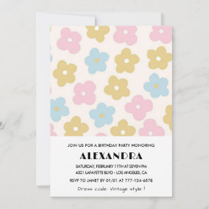 92nd birthday invitations Retro Flowers