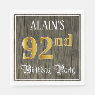 92nd Birthday Party — Faux Gold & Faux Wood Looks Napkin