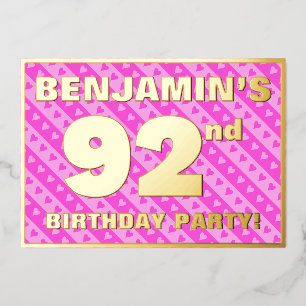 92nd Birthday Party — Fun Pink Hearts and Stripes