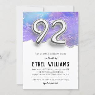 92nd Birthday Party Invitation