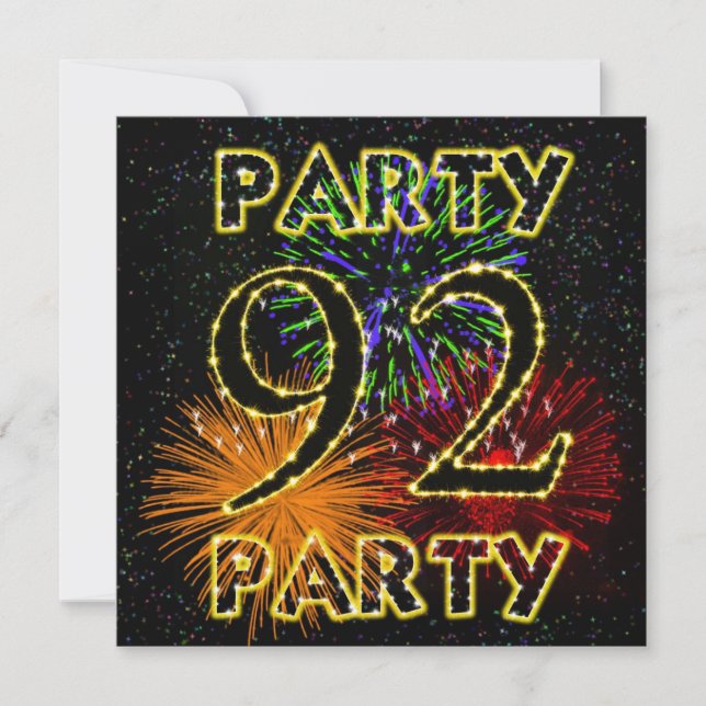 92nd birthday party invitation with fireworks (Front)