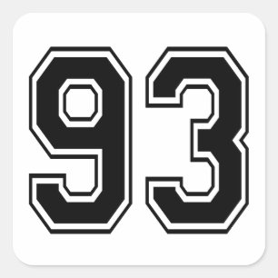 93 ninety three varsity num square sticker