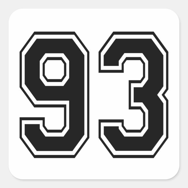 93 ninety three varsity num square sticker (Front)