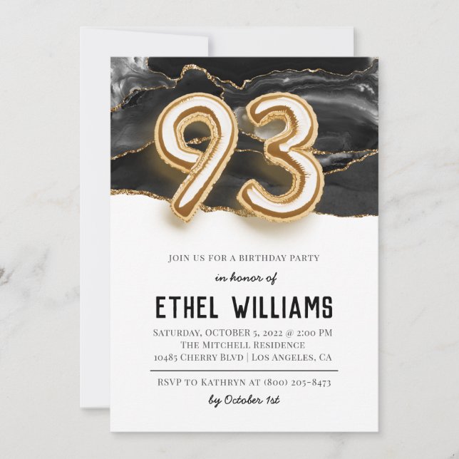 93e anniversaire de fête Invitation (Devant)