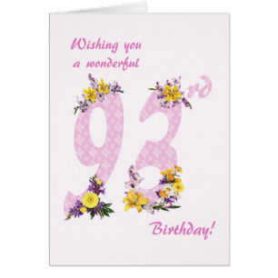 93e anniversaire Fleur numéros décorés