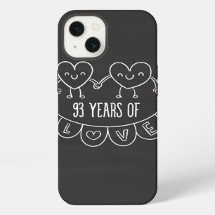 93rd Anniversary Gift Chalk Hearts iPhone 13 Case