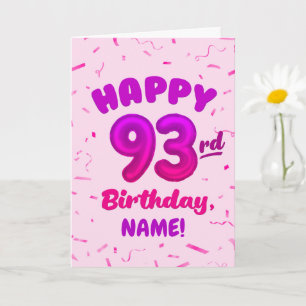 93rd Balloon Number Custom Name Birthday Card