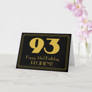 93rd Birthday: Art Deco Inspired Look "93" & Name Card