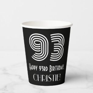 93rd Birthday — Art Deco Inspired Look “93” Paper Cups