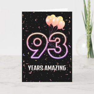 93rd Birthday Balloons and Confetti Card