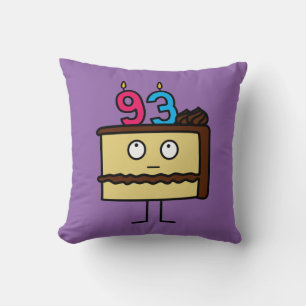 93rd Birthday Cake with Candles Throw Pillow