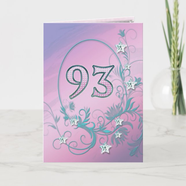 93rd Birthday card with diamond stars (Front)