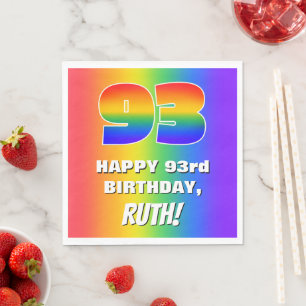 93rd Birthday: Colourful, Fun Rainbow Pattern # 93 Napkin