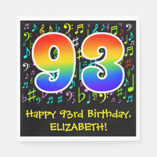 93rd Birthday - Colourful Music Symbols, Rainbow 9 Napkin